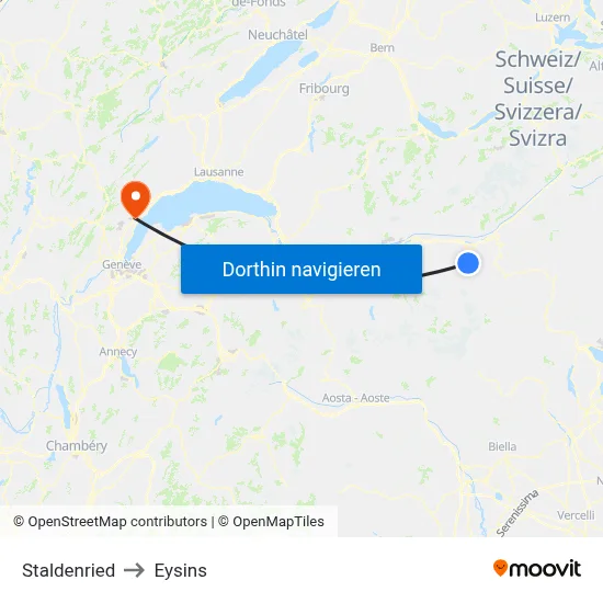 Staldenried to Eysins map