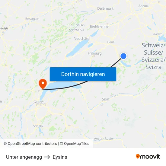 Unterlangenegg to Eysins map