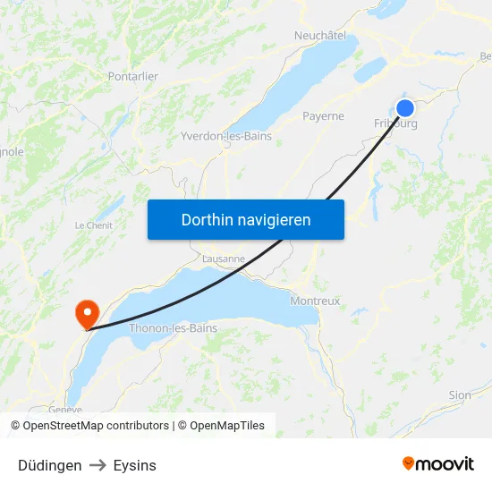 Düdingen to Eysins map