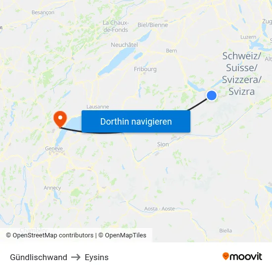 Gündlischwand to Eysins map