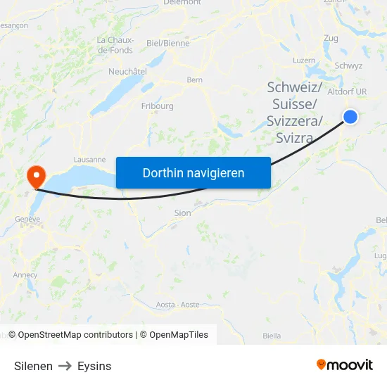 Silenen to Eysins map