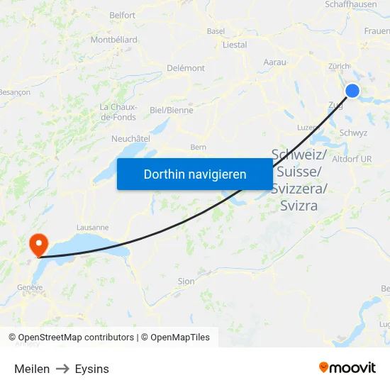 Meilen to Eysins map