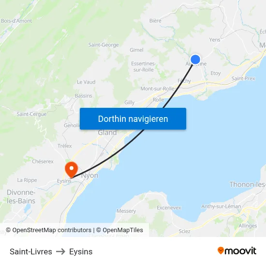Saint-Livres to Eysins map