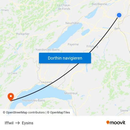 Iffwil to Eysins map