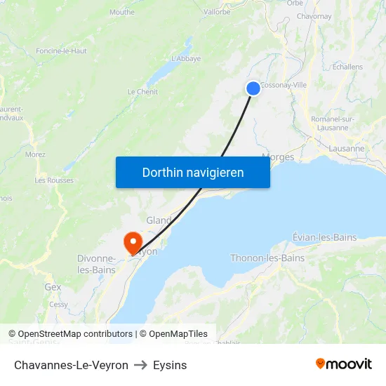 Chavannes-Le-Veyron to Eysins map