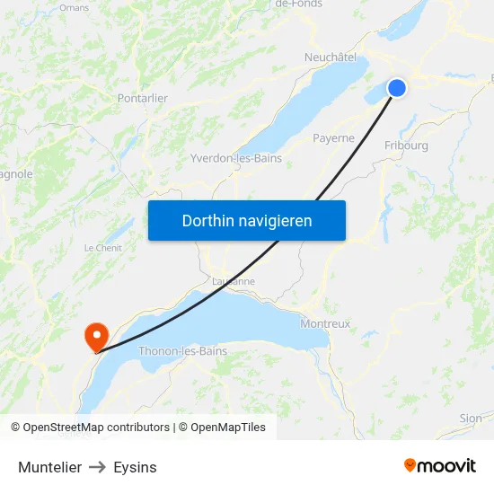 Muntelier to Eysins map