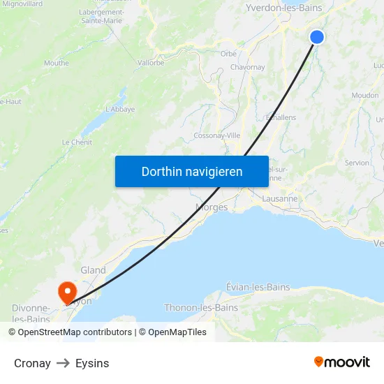 Cronay to Eysins map