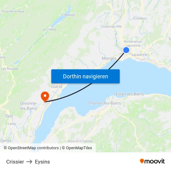 Crissier to Eysins map