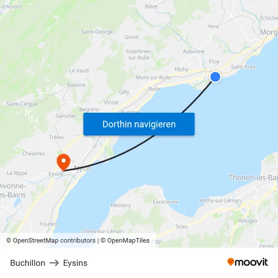 Buchillon to Eysins map
