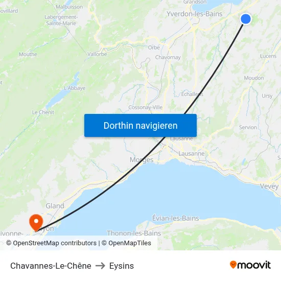 Chavannes-Le-Chêne to Eysins map