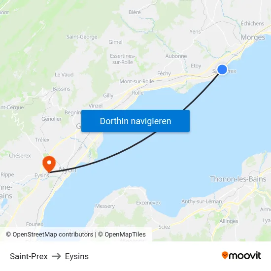 Saint-Prex to Eysins map