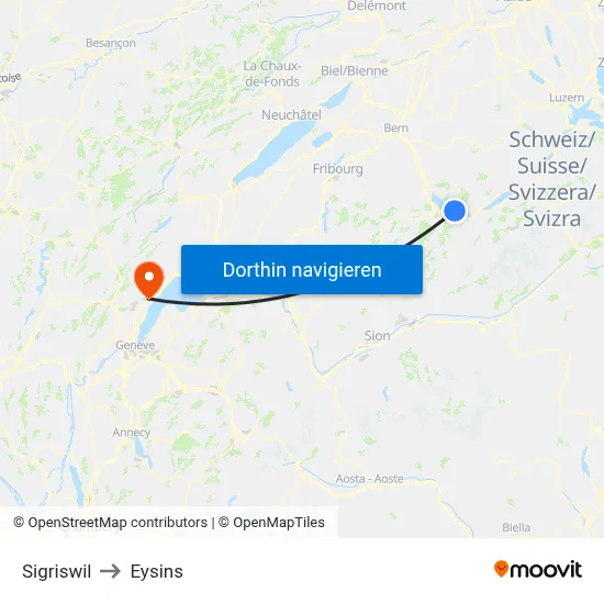 Sigriswil to Eysins map