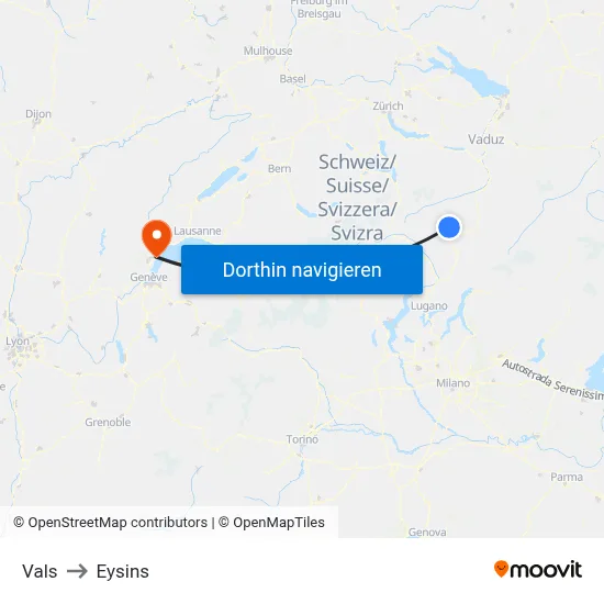 Vals to Eysins map