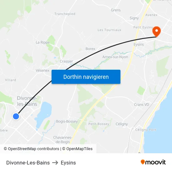 Divonne-Les-Bains to Eysins map