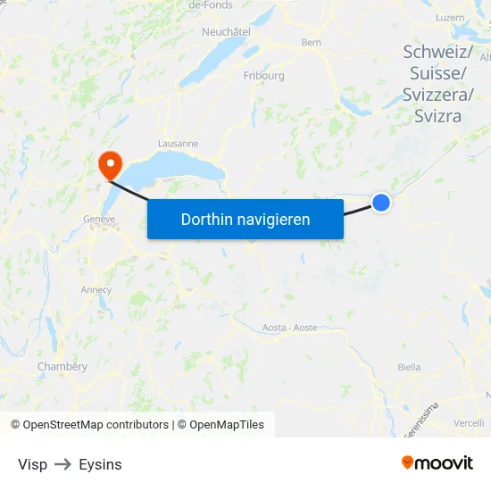 Visp to Eysins map