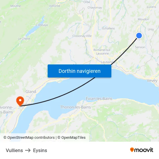 Vulliens to Eysins map