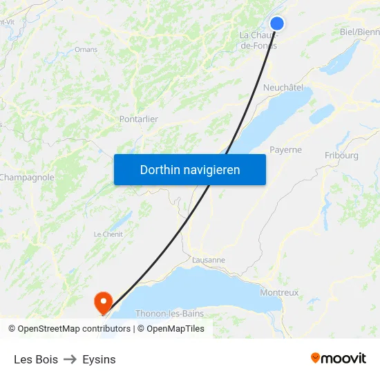 Les Bois to Eysins map