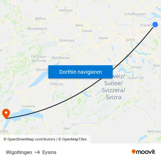 Wigoltingen to Eysins map