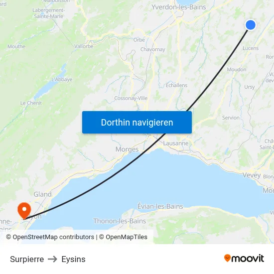 Surpierre to Eysins map