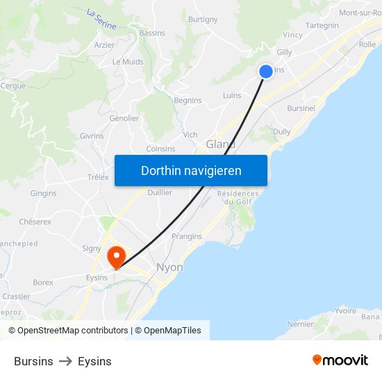 Bursins to Eysins map