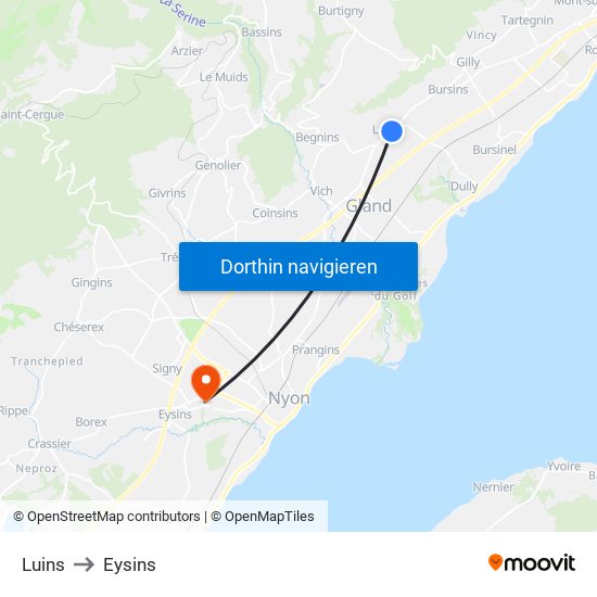 Luins to Eysins map