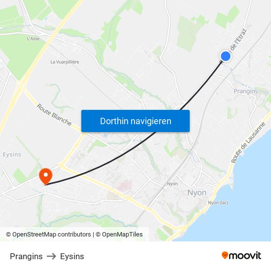 Prangins to Eysins map
