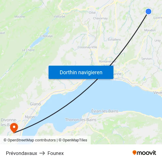 Prévondavaux to Founex map