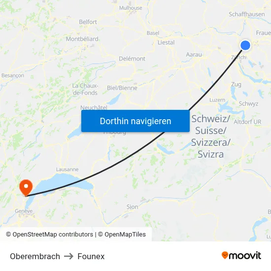 Oberembrach to Founex map