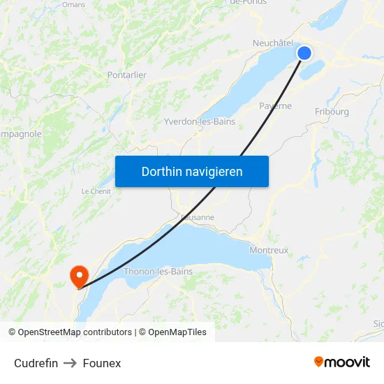 Cudrefin to Founex map
