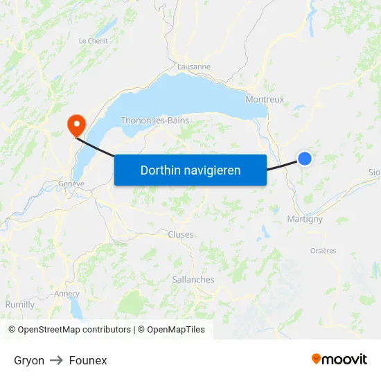 Gryon to Founex map