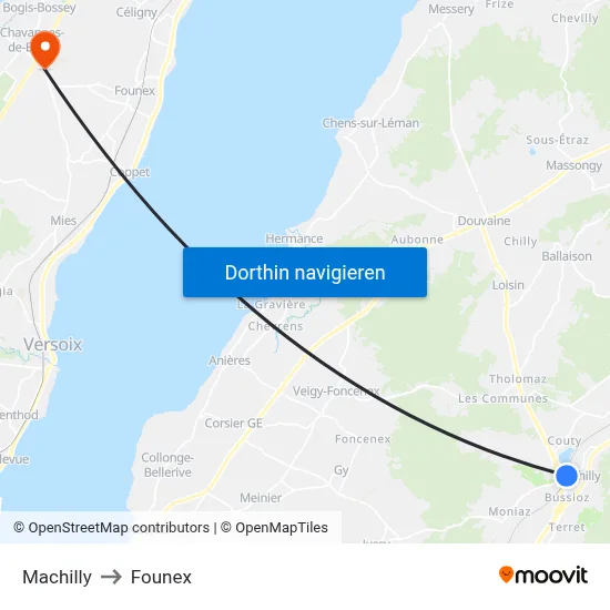 Machilly to Founex map