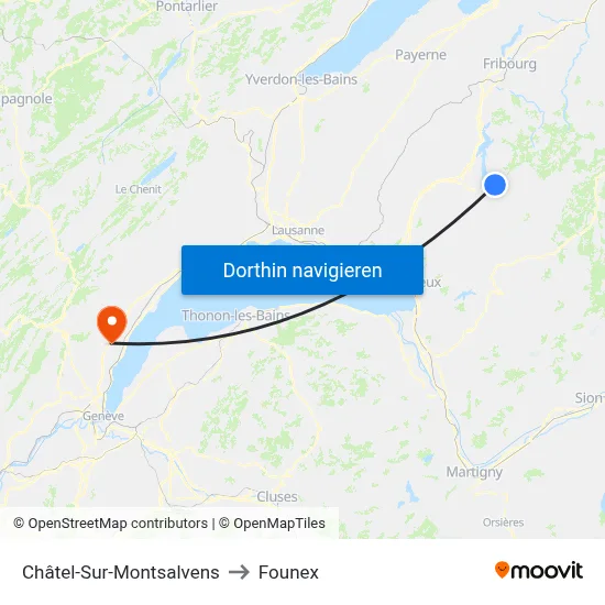 Châtel-Sur-Montsalvens to Founex map