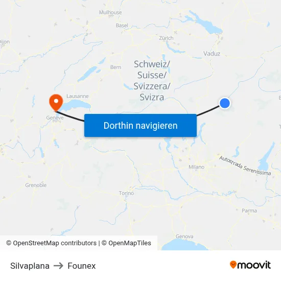Silvaplana to Founex map