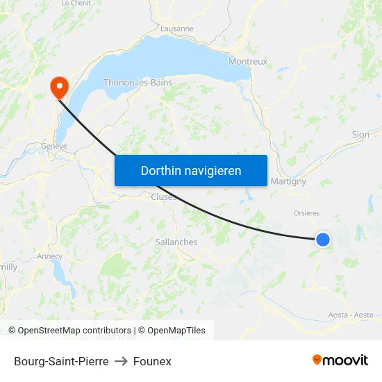 Bourg-Saint-Pierre to Founex map