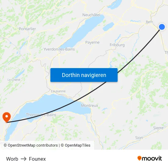 Worb to Founex map