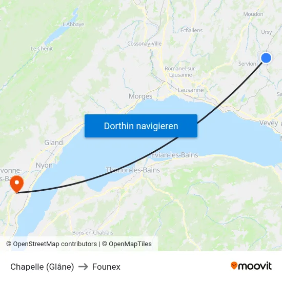 Chapelle (Glâne) to Founex map