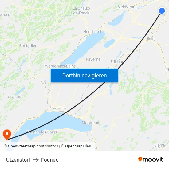 Utzenstorf to Founex map