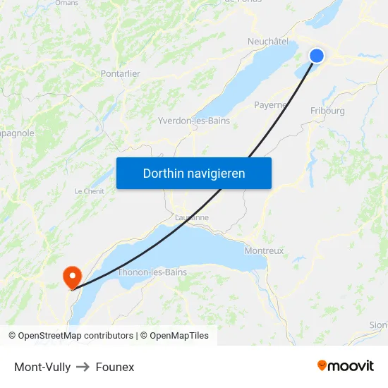 Mont-Vully to Founex map