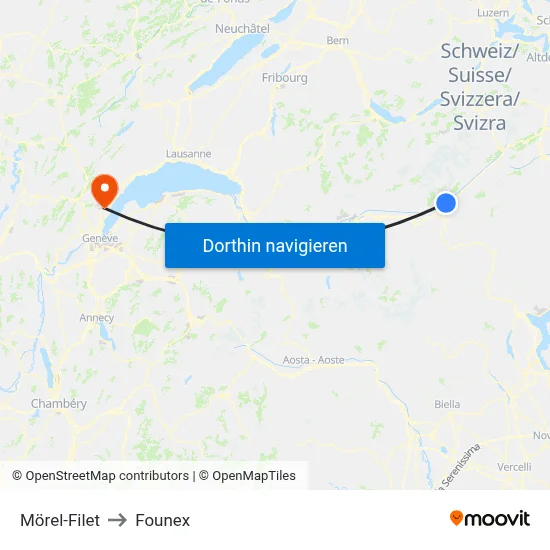 Mörel-Filet to Founex map