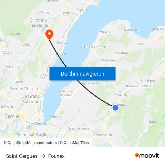 Saint-Cergues to Founex map