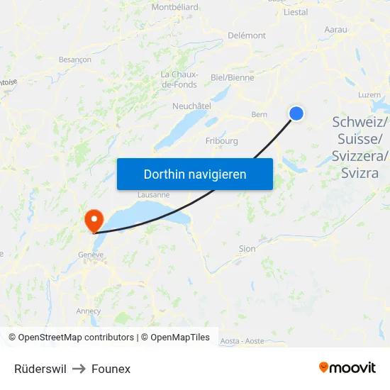 Rüderswil to Founex map