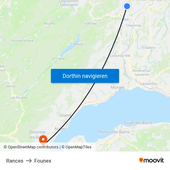 Rances to Founex map