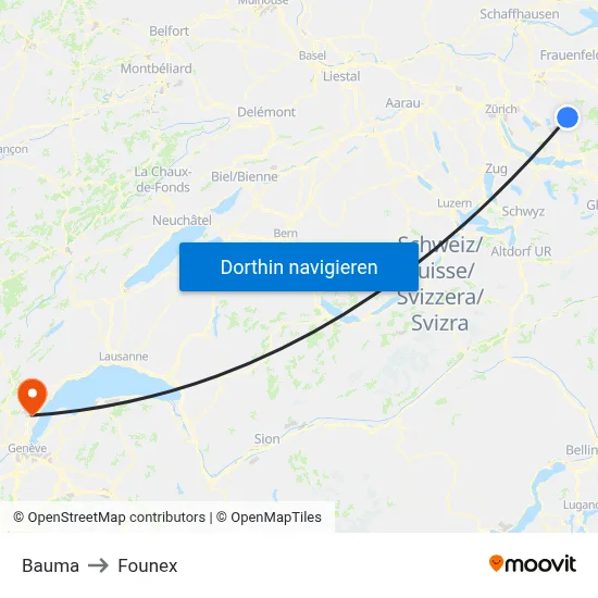 Bauma to Founex map