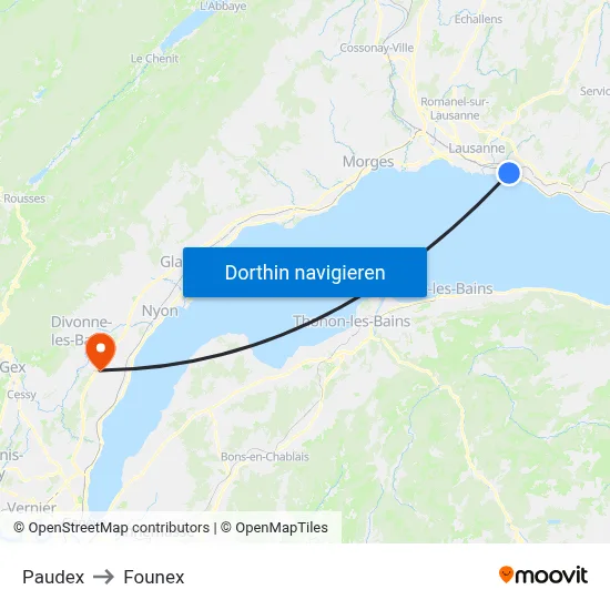 Paudex to Founex map