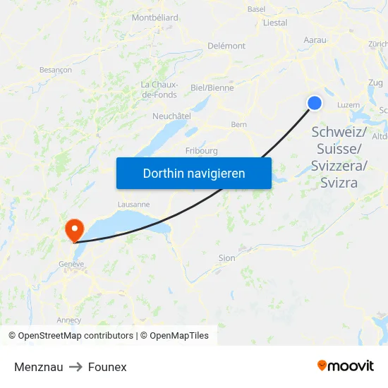 Menznau to Founex map