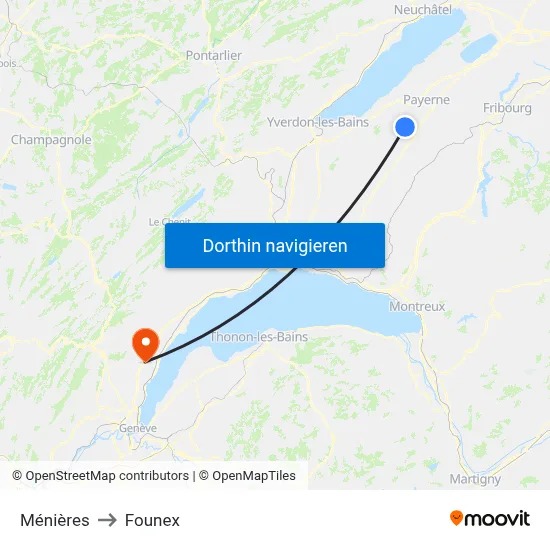 Ménières to Founex map