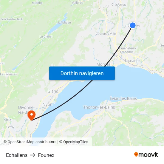 Echallens to Founex map