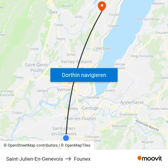 Saint-Julien-En-Genevois to Founex map