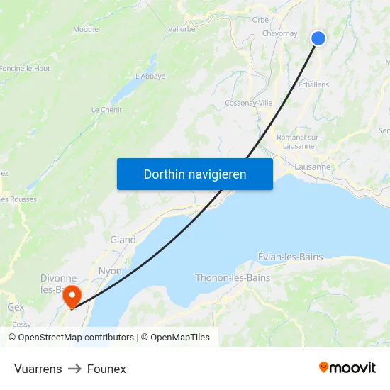 Vuarrens to Founex map