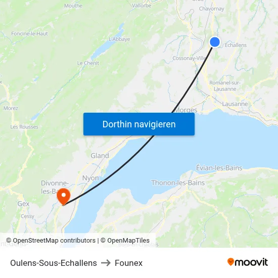 Oulens-Sous-Echallens to Founex map